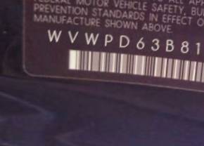 VIN WVWPD63B81P276891