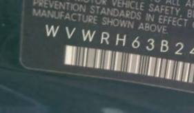 VIN WVWRH63B24P107838