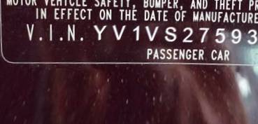 VIN YV1VS27593F003794