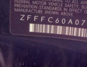 VIN ZFFFC60A070153549
